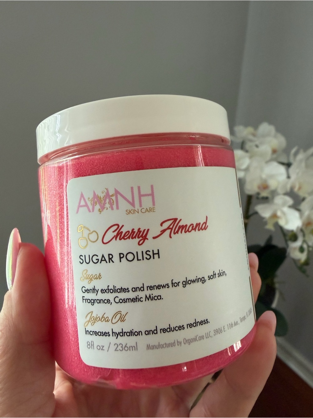 AMNH Cherry Almond Sugar Polish – Pink Exfoliating Body Scrub